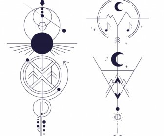 部族のタトゥーテンプレートフラット古典的な幾何学的形状