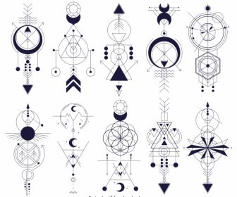 Tribal Tattoo Templates Classic Flat Symmetric Geometric Shapes
