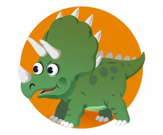 トリセラプトル恐竜アイコンかわいい漫画のキャラクタースケッチ