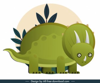 Triceraptor Dinosaurier Symbol Niedlichen Cartoon Skizzieren Grünes Design