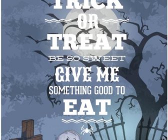 Trik Atau Memperlakukan Bahagia Halloween Vektor Template Desain Poster