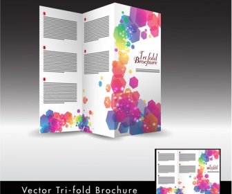 Trifold Broschüre Design Mit Bunten Sechseck Illustration