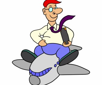 trip design element man airplane sketch cartoon design