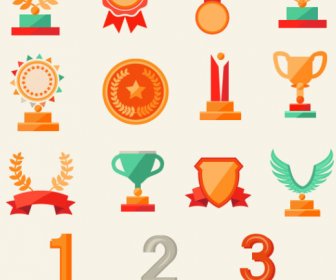 Trophy And Medals Flat Style Vector