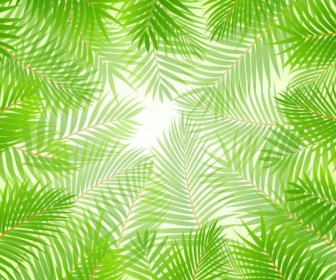 열 대 녹색 잎 요소 벡터 배경