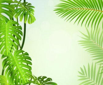 熱帯の緑の葉要素ベクトルの背景