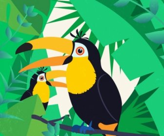 Alam Tropis Latar Belakang Hijau Leatropical Alam Hijau Daun Latar Belakang Burung Beo Ikon Burung Beo Decorves Ikon Dekorasi