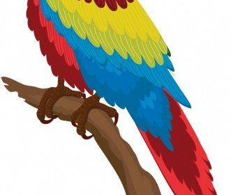 熱帶鸚鵡圖示彩色卡通素描