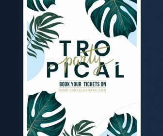 Tropical Party Poster Elegant Classical Leaf Decor