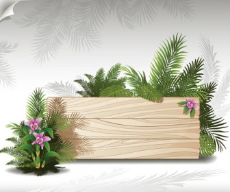 Tropical Plants With Billboard Vector Design