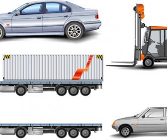Truck And Car Forklift Design Vector