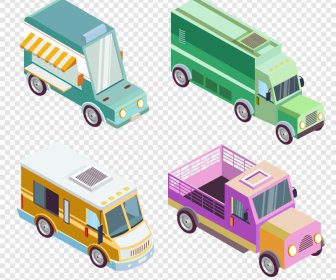 LKW-PKW-Fahrzeuge Symbole 3D-Skizze