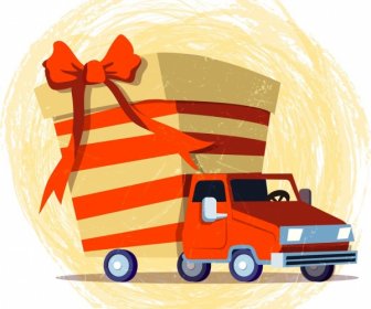 Truck Delivery Advertising Present Box Icon Grunge Decor