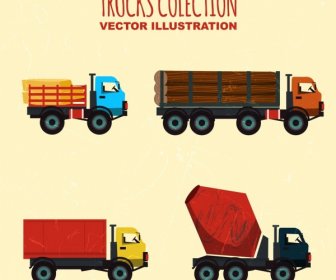 Truck Icons Collection Various Colored Shapes