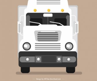 Trucking Lorry Icon Front Side Sketch White Decor