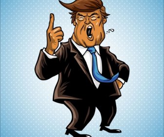 Retrato Do Presidente Trump Design Colorido Estilo Satírico
