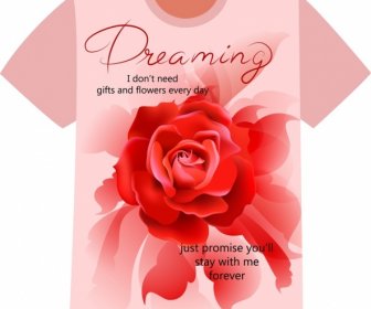 tshirt design red rose calligraphy decoration