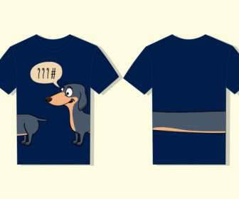 Tshirt Template Cute Funny Dog Icon Long Tail