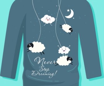 Tshirt Template Dream Theme Cloud Moon Sheep Icons