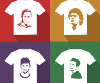 Tshirt şablon Futbol Oyuncu Yüzleri Simgeler Dekor
