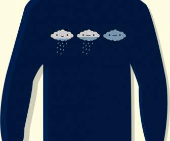 T-Shirt-Vorlage-Wetter-Design-Elemente Regen Wolke Symbole