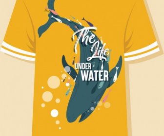 T恤範本鯨魚圖示橙色設計