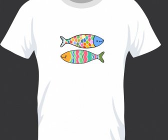 Tshirt Mẫu Thiết Kế Trắng Cá đầy Màu Sắc Biểu Tượng Trang Trí