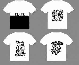 Tshirt Templates Black White Calligraphic Faces Decor