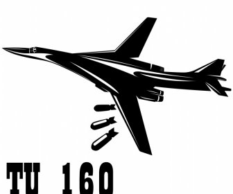 Tu 160 Bombardeiro ícone Silhueta Dinâmica Esboço