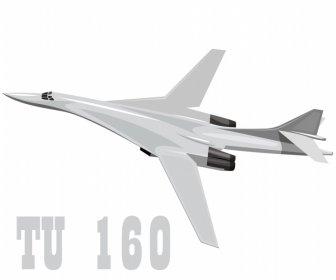 Tu 160 Bomber Jet Icon Moderne 3D-Kontur