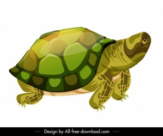 Błyszczący Ikona żółw Kolorowy Szkic