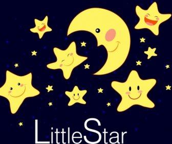 Twinkling Little Stars Background Stylized Cartoon Style