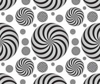 Les Cercles Noirs Twist De Fond Gris Répéter L'illusion D'icônes