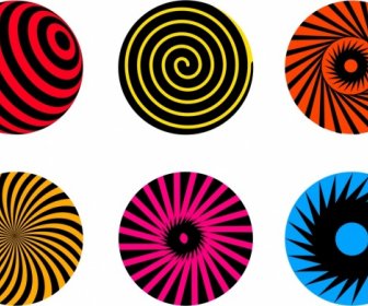 Twist Circles Icons Flat Colorful Decor