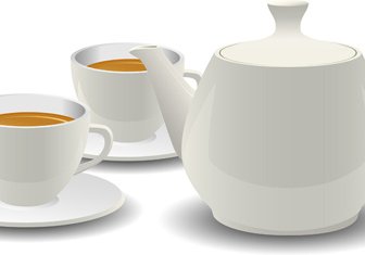 お茶のベクトルデザインの2カップ