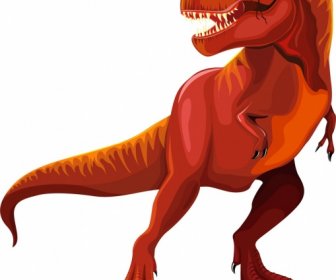Tyrannousaurus динозавр значок цветной мультфильм эскиз