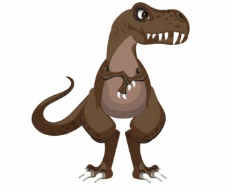 Croquis De Dessin Animé Coloré D'icône De Dinosaure De Tyrannousaurus