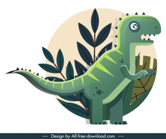Tyrannousaurus 렉스 공룡 아이콘 클래식 플랫 스케치
