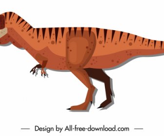 ไอคอน Tyrannousaurus Rex ไดโนเสาร์ออกแบบคลาสสิกแบนสี