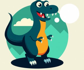 Tyrannousaurus Rex Dinosaur Icon Cute Cartoon Character Sketch