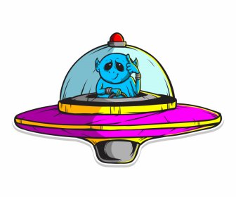 ufo alien icon handdrawn cartoon sketch