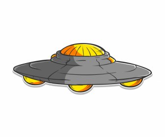 ufo sign icon colored classic handdrawn outline