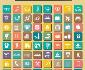 ui icons collection colorful classical flat sketch