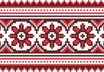Tessuto Stile Ucraina Ornamenti Grafica Vettoriale