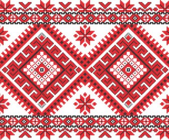 Tessuto Stile Ucraina Ornamenti Grafica Vettoriale