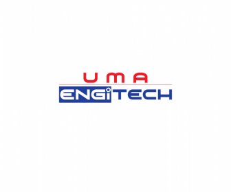 Uma Engitech шаблон логотипа современный элегантный плоский красный синий текстовый дизайн