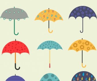 Umbrella Icons Collection Various Multicolored Decoration