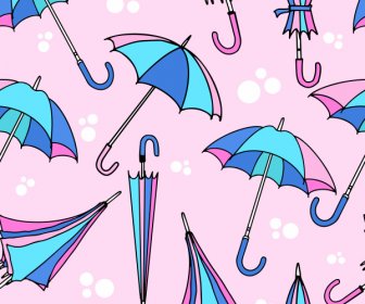 Modelo Padrão Guarda-chuva Esboço Colorido Desenhado à Mão