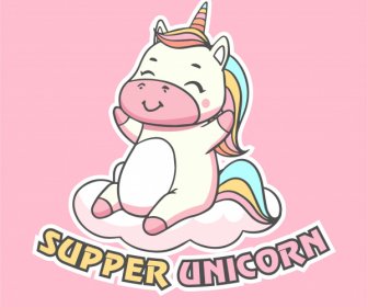 unicorn icon cute tiny horse sketch colorful handdrawn