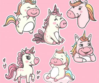 unicorn icons cute handdrawn cartoon sketch